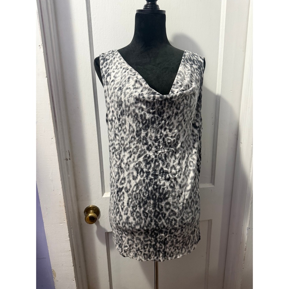 Gilligan & O'Malley White Leopard Tank Top Sleepwear Cowl Neck 2X Animal Print